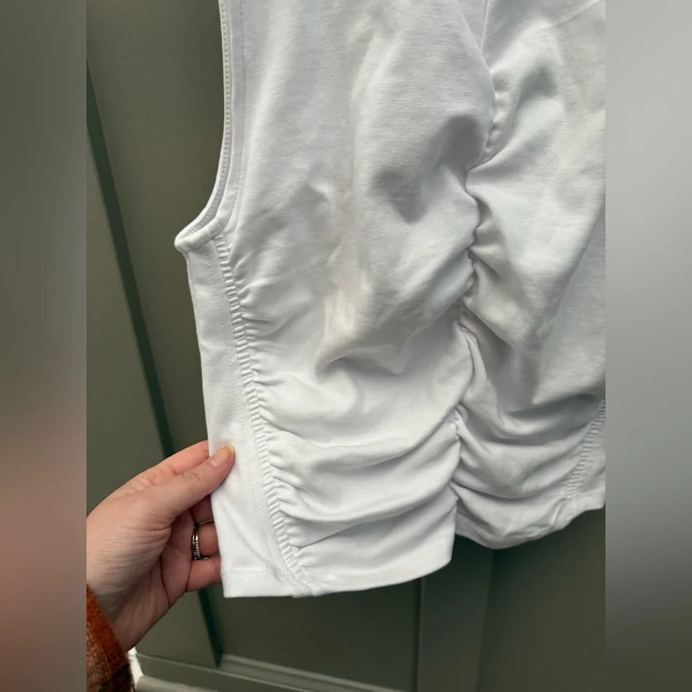 Zara White Sleeveless Ruched Top - Picture 4 of 7